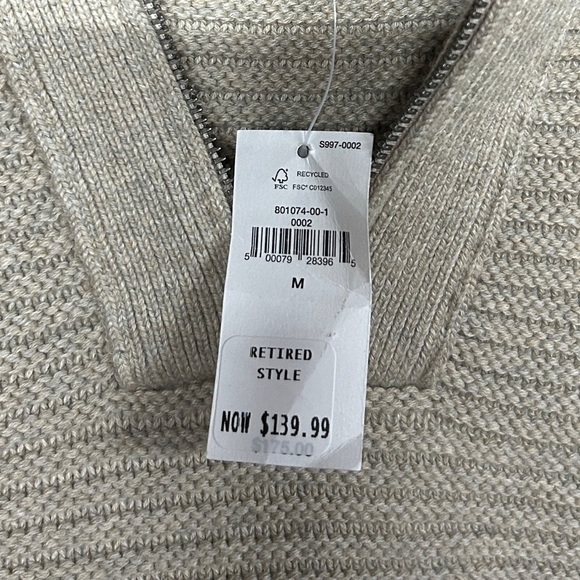 Banana Republic Ribbed Half-Zip Knit Pullover Sweater NWT Retired Style Tan - Picture 6 of 6